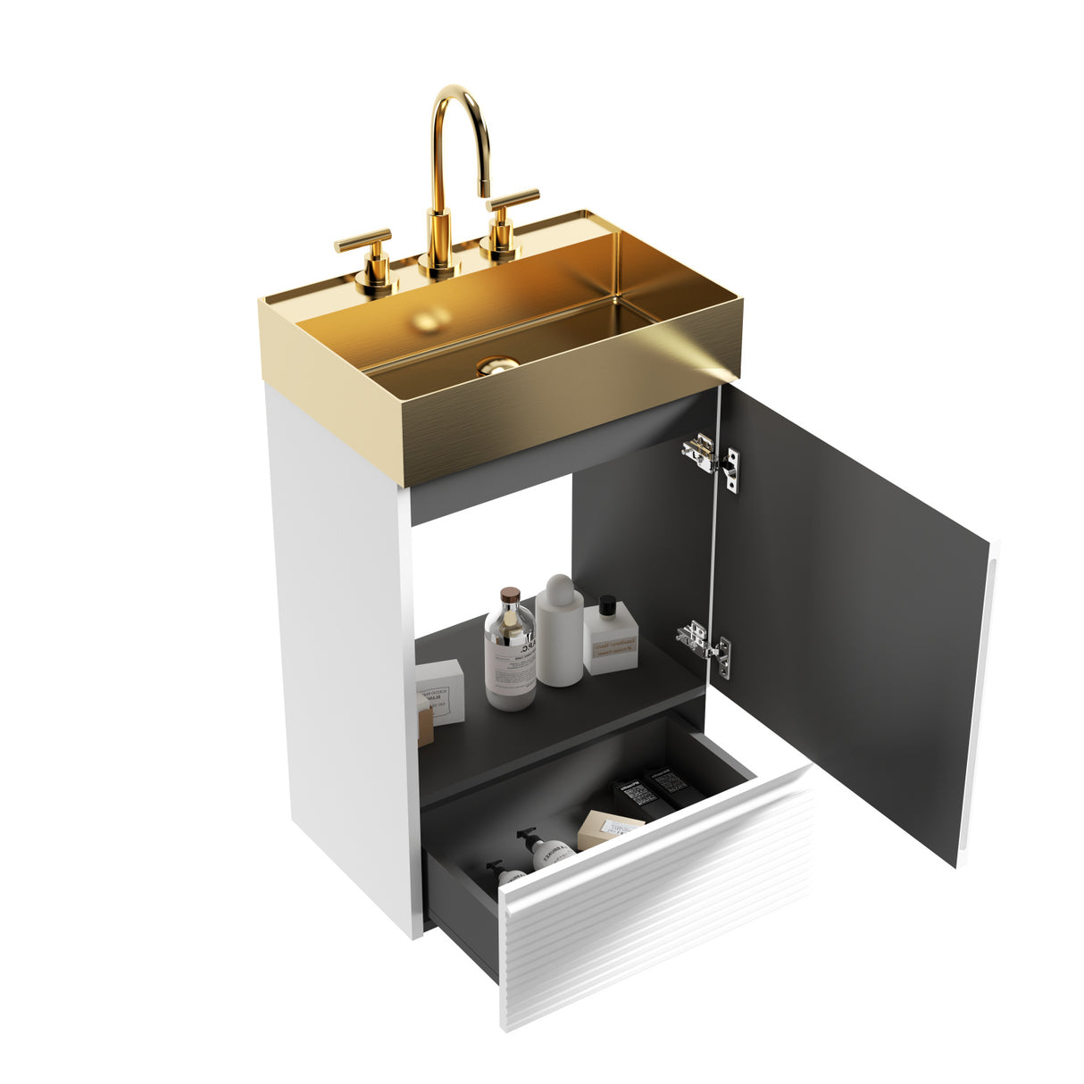 Modern Striped Velvet Bathroom Vanity | OROA