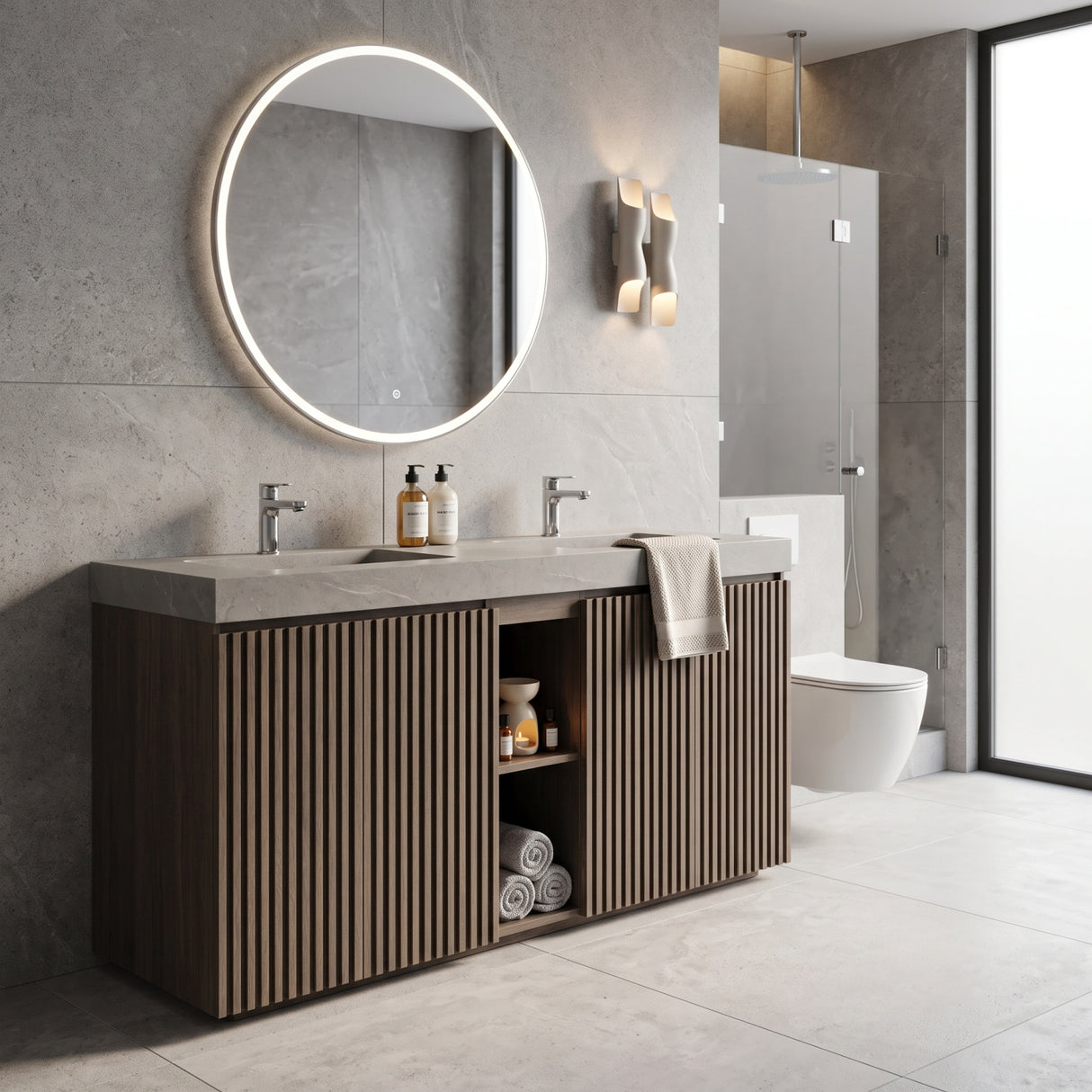 Smoked Oak Bathroom Vanity with Sink | OROA