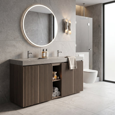 Smoked Oak Bathroom Vanity with Sink | OROA