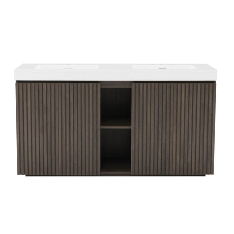 Modern European furniture - Smoked Oak Bathroom Vanity with Sink - www.oroa.com