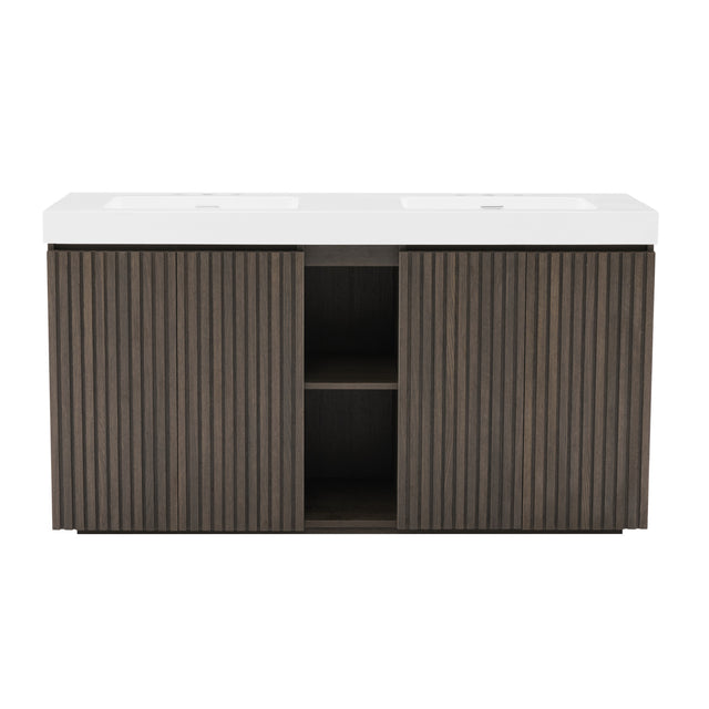 Modern European furniture - Smoked Oak Bathroom Vanity with Sink - www.oroa.com