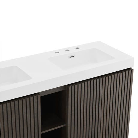 Modern European furniture - Smoked Oak Bathroom Vanity with Sink - www.oroa.com