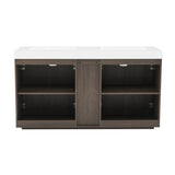 Modern European furniture - Smoked Oak Bathroom Vanity with Sink - www.oroa.com