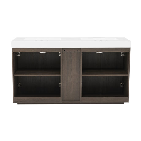 Modern European furniture - Smoked Oak Bathroom Vanity with Sink - www.oroa.com