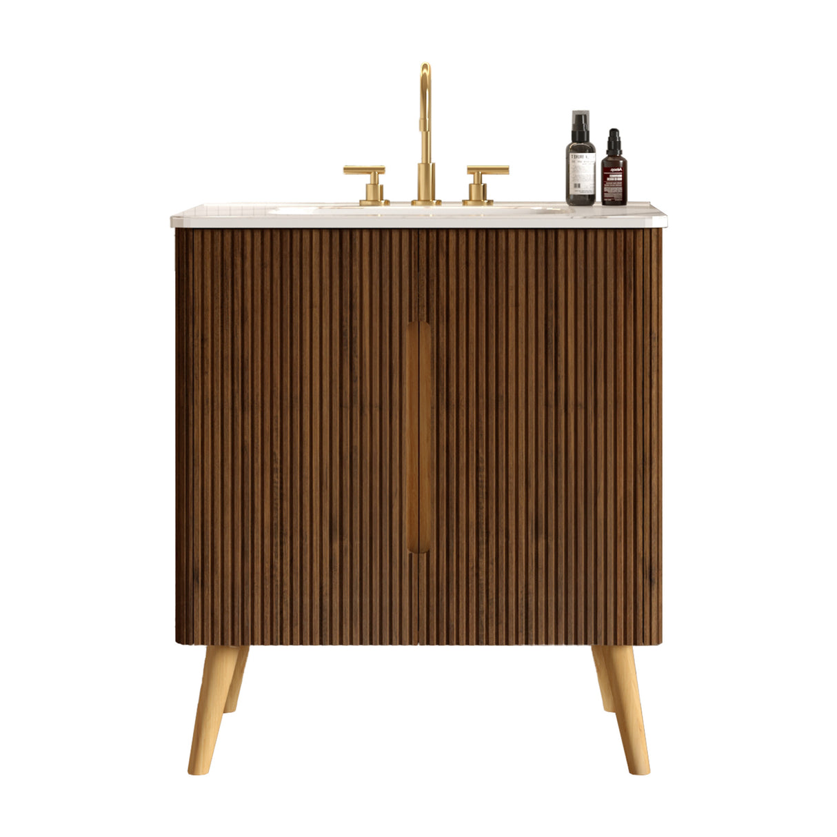 Striped Walnut Bathroom Vanity Unit | OROA