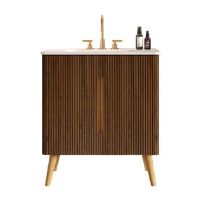 Modern European furniture - Striped Walnut Bathroom Vanity Unit - www.oroa.com