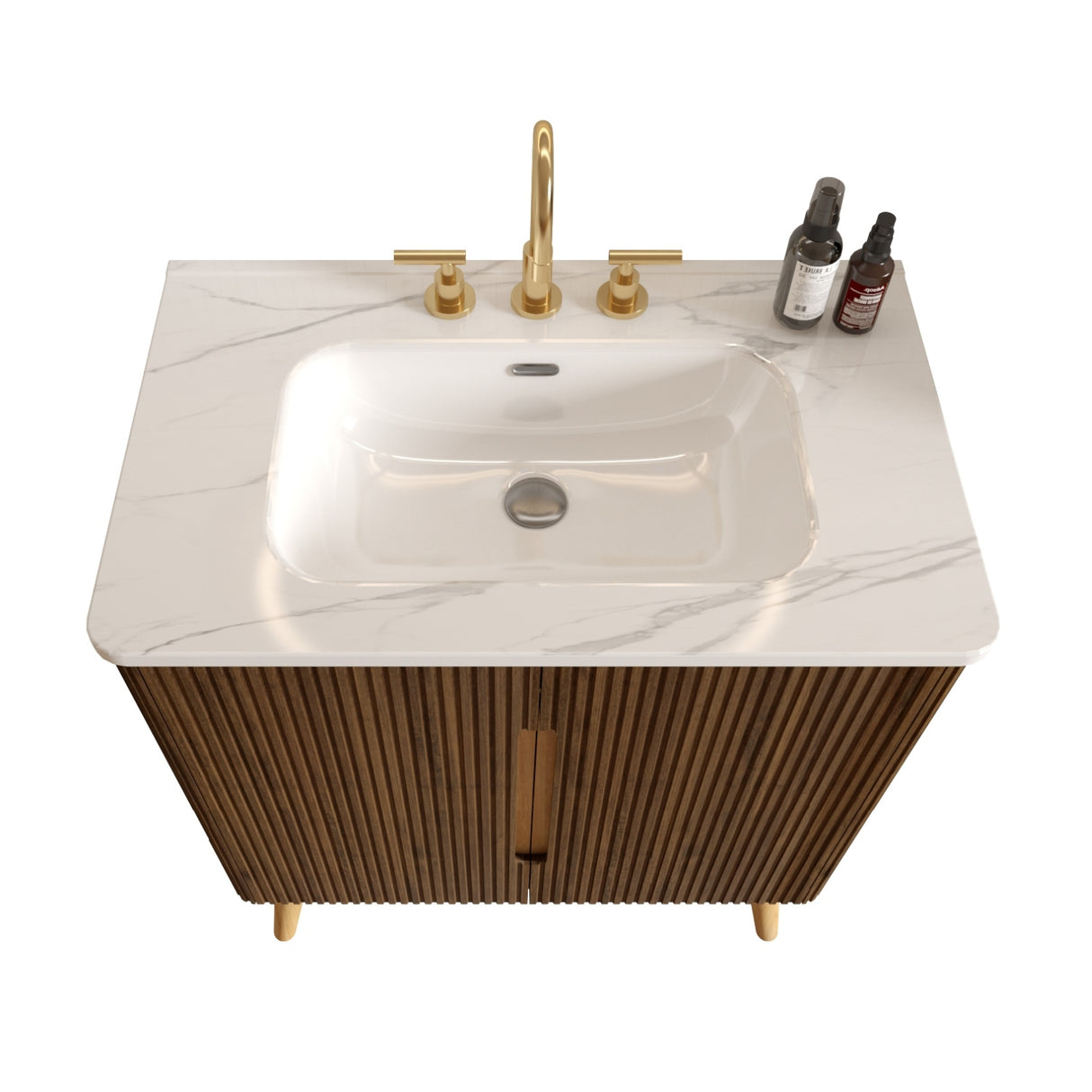 Striped Walnut Bathroom Vanity Unit | OROA