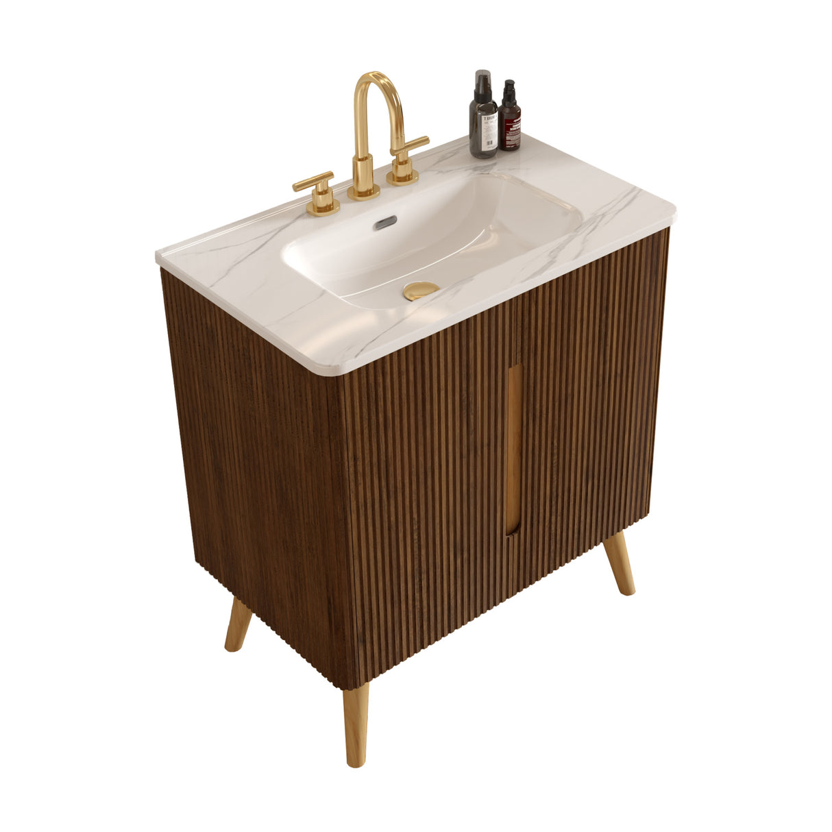 Striped Walnut Bathroom Vanity Unit | OROA