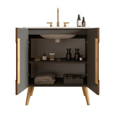 Striped Walnut Bathroom Vanity Unit | OROA