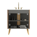 Striped Walnut Bathroom Vanity Unit | OROA