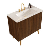 36" Walnut Bathroom Vanity with Carrara White Sink | OROA
