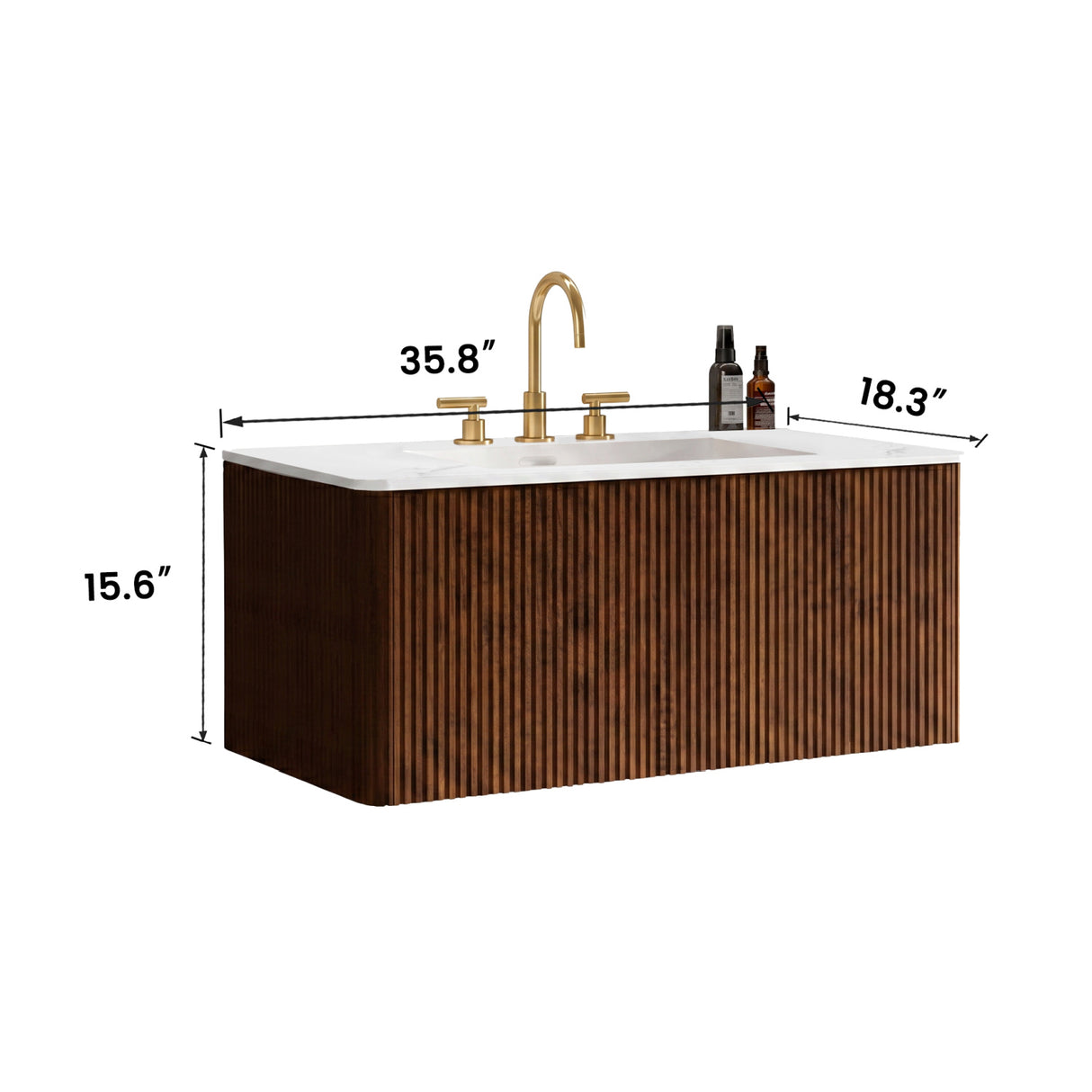 Etna Striped Walnut Bathroom Vanity Unit | OROA