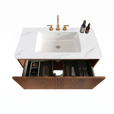 Etna Striped Walnut Bathroom Vanity Unit | OROA