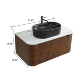 36" Walnut Bathroom Vanity with Black Vessel Sink | OROA