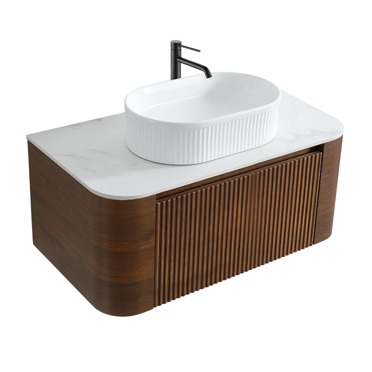 Modern European furniture - Modern Walnut Bathroom Vanity with Sink - www.oroa.com