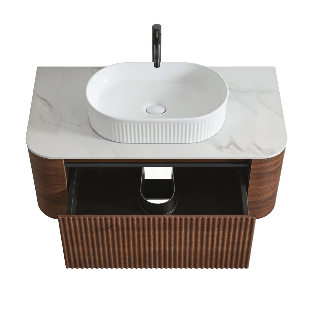 Modern European furniture - Modern Walnut Bathroom Vanity with Sink - www.oroa.com