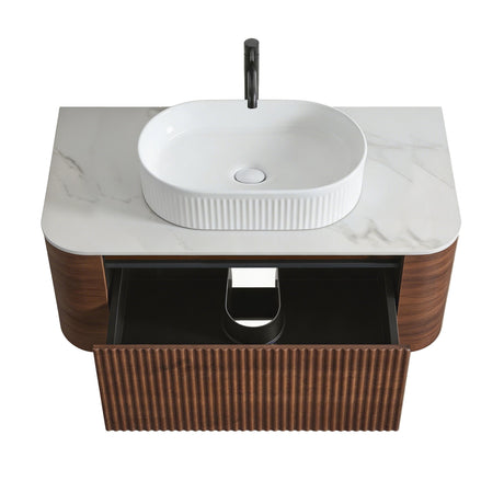Modern European furniture - Modern Walnut Bathroom Vanity with Sink - www.oroa.com