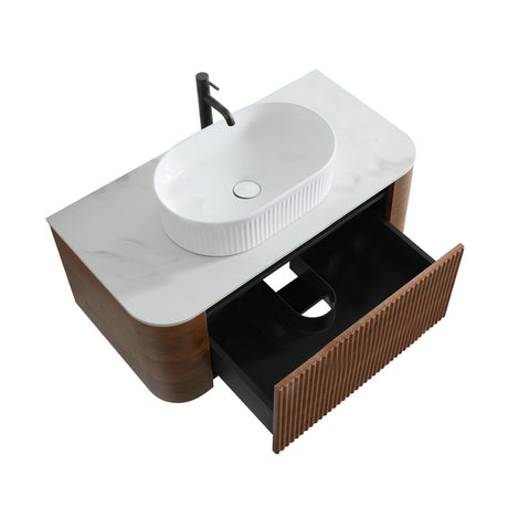 Modern European furniture - Modern Walnut Bathroom Vanity with Sink - www.oroa.com