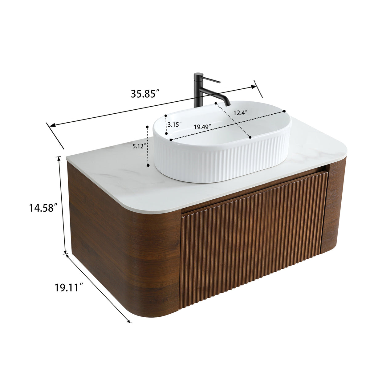 Modern European furniture - Modern Walnut Bathroom Vanity with Sink - www.oroa.com