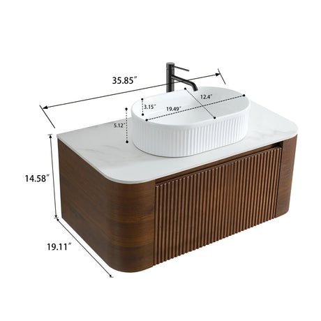 Modern European furniture - Modern Walnut Bathroom Vanity with Sink - www.oroa.com