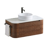 Modern European furniture - Modern Walnut Wall Bathroom Vanity with Sink - www.oroa.com