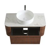 Modern European furniture - Modern Walnut Wall Bathroom Vanity with Sink - www.oroa.com
