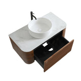 Modern European furniture - Modern Walnut Wall Bathroom Vanity with Sink - www.oroa.com