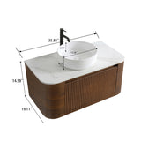 Modern European furniture - Modern Walnut Wall Bathroom Vanity with Sink - www.oroa.com