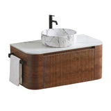 Modern European furniture - Walnut Wall Bathroom Vanity with Sink - www.oroa.com