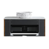 Modern European furniture - Walnut Wall Bathroom Vanity with Sink - www.oroa.com