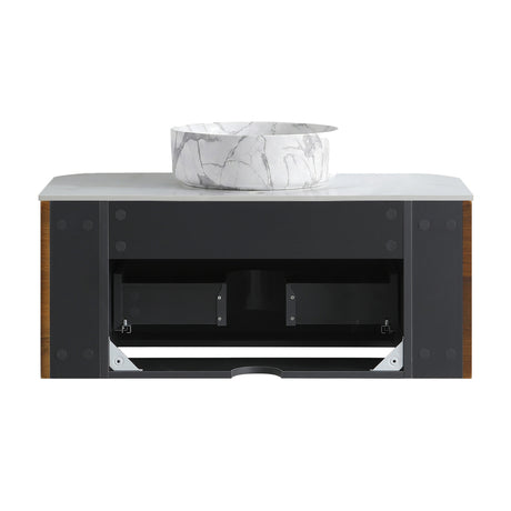 Modern European furniture - Walnut Wall Bathroom Vanity with Sink - www.oroa.com