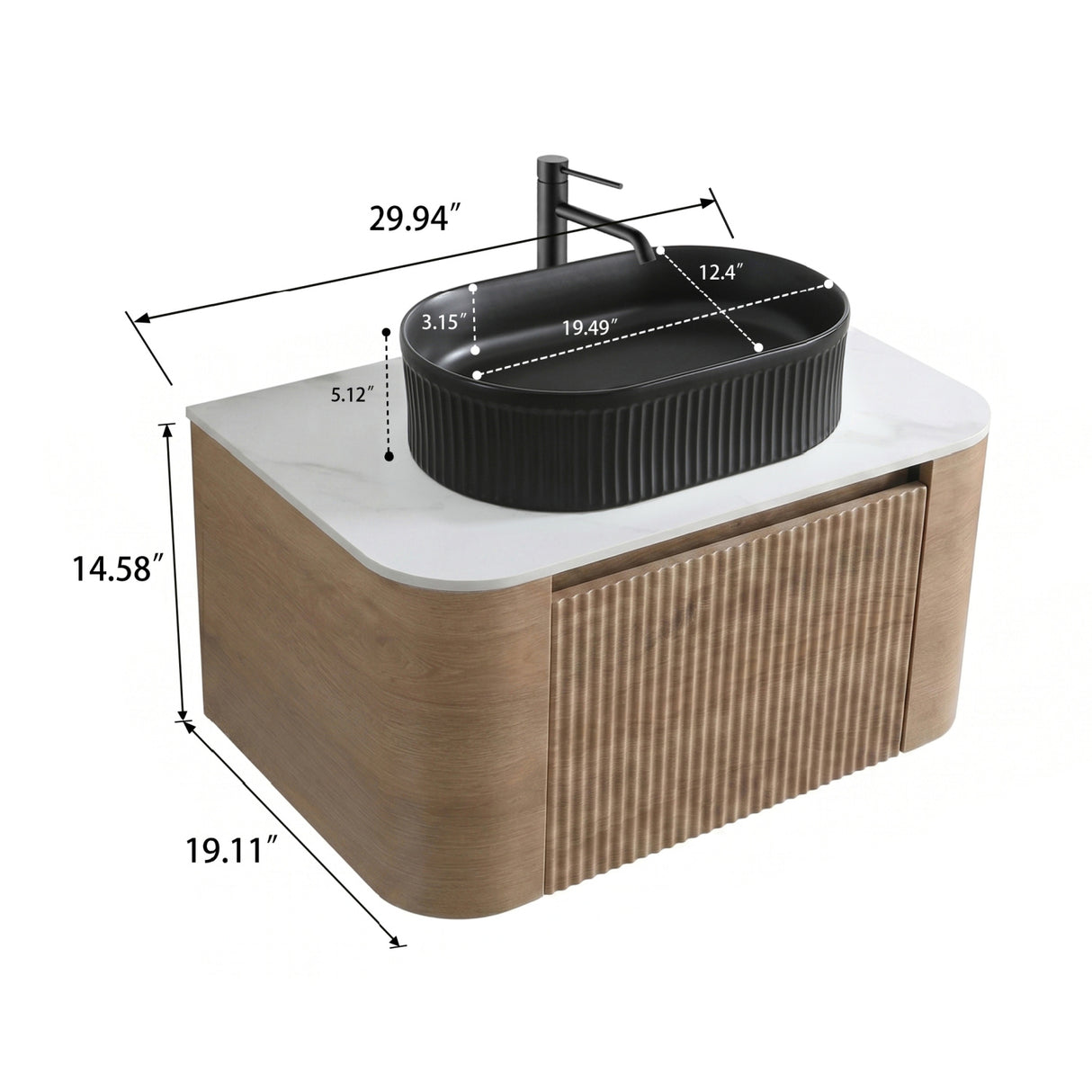 Honey Oak Bathroom Vanity with Sink | OROA