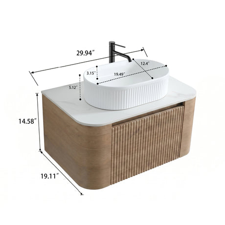 Honey Oak Bathroom Vanity with Sink | OROA