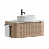 Single Honey Oak Wall Cabinet Bathroom Vanity with Sink | OROA