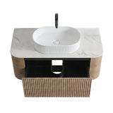Single Honey Oak Wall Cabinet Bathroom Vanity with Sink | OROA