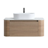 Single Honey Oak Wall Cabinet Bathroom Vanity with Sink | OROA