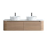 Double Honey Oak Wall Cabinet Bathroom Vanity with Sink | OROA