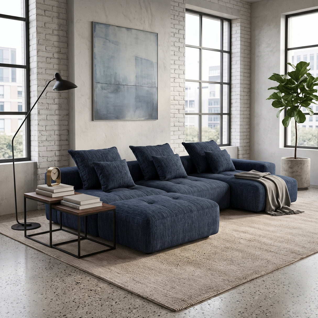 Modern Oversized Modular Chenille Sectional Sofa | OROA