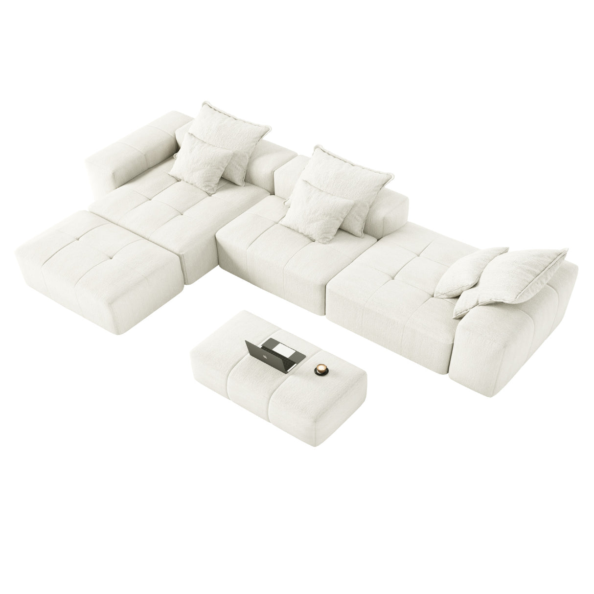 Beige Chenille Modular Sectional Sofa | OROA