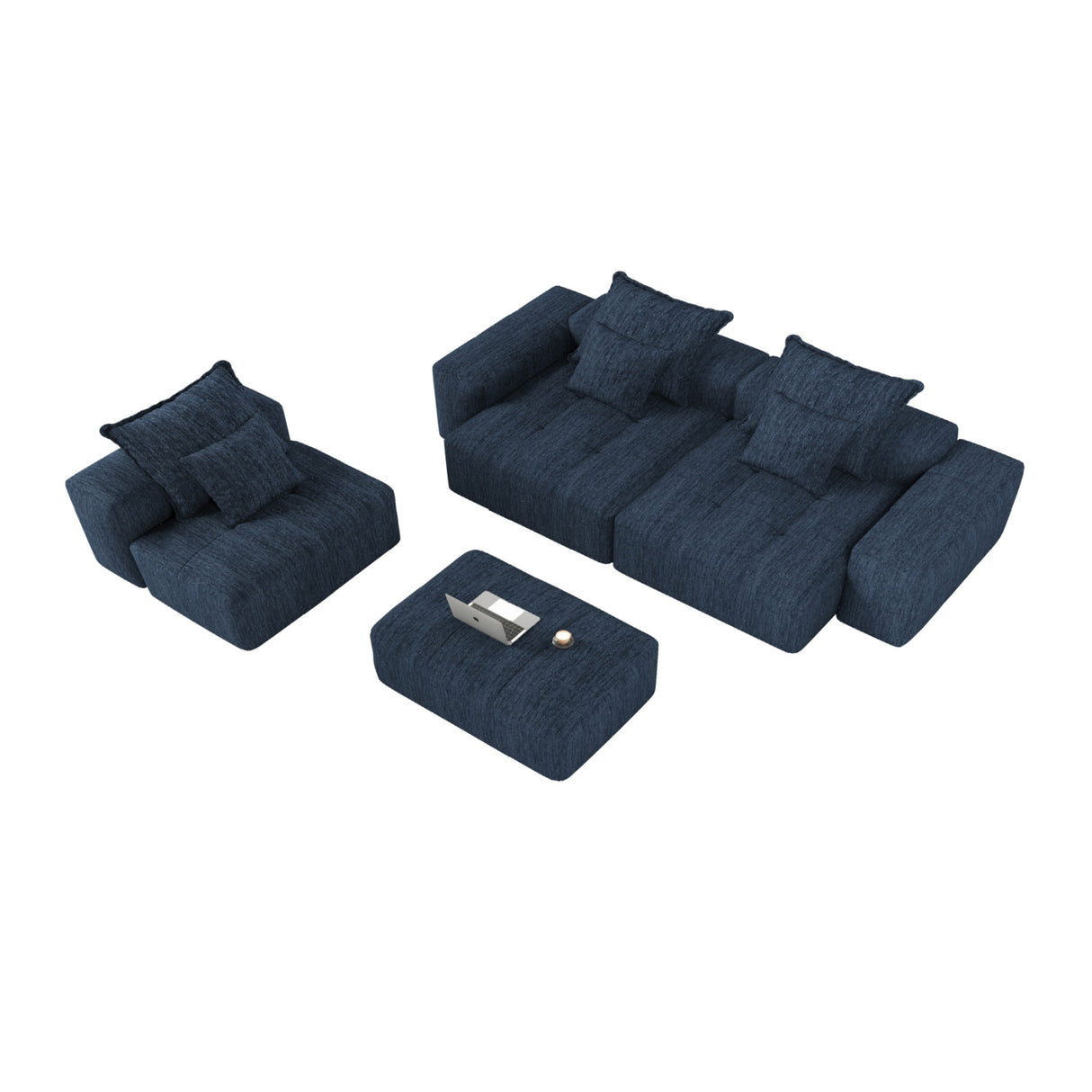 Blue Chenille Modular Sectional Sofa | OROA