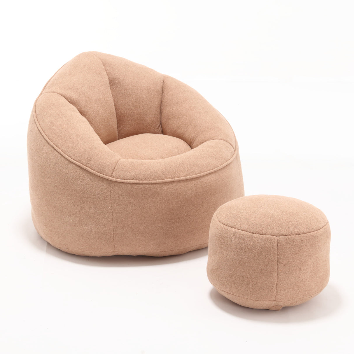 Tan Bean Bag Sofa Chair with Footrest | OROA Kids
