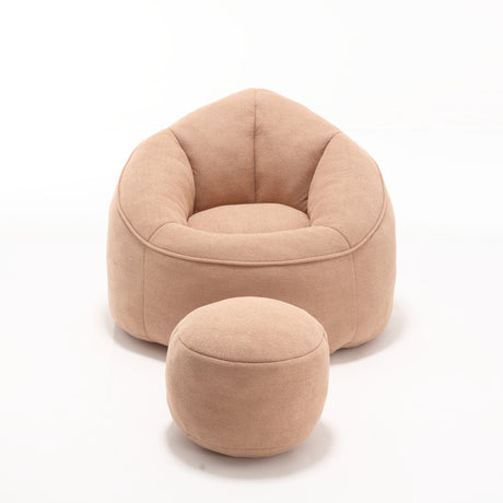 Tan Bean Bag Sofa Chair with Footrest | OROA Kids