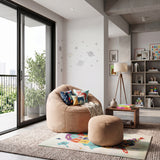 Tan Bean Bag Sofa Chair with Footrest | OROA Kids