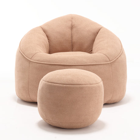Tan Bean Bag Sofa Chair with Footrest | OROA Kids