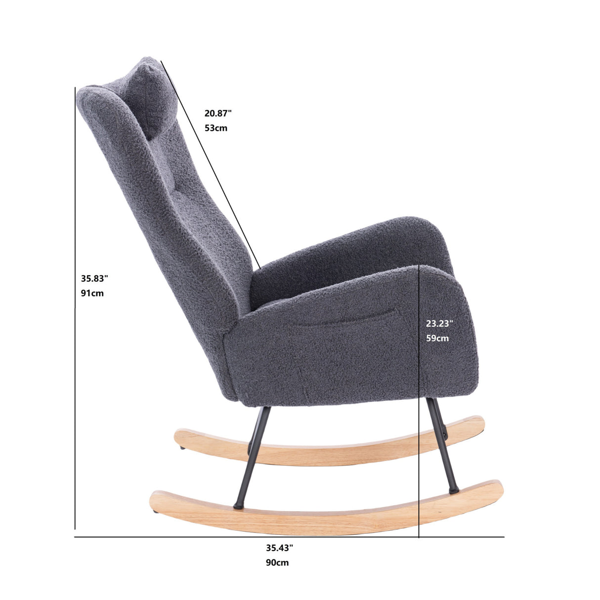 Dark Gray Upholstered Nursery Rocking Chair | OROA Kids