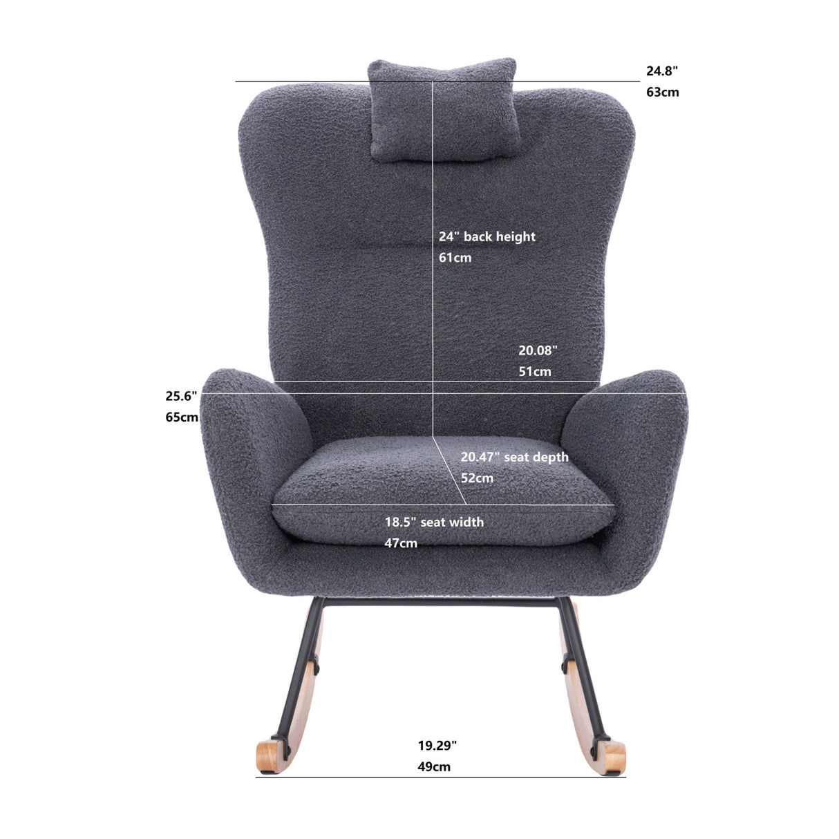 Dark Gray Upholstered Nursery Rocking Chair | OROA Kids