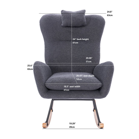 Dark Gray Upholstered Nursery Rocking Chair | OROA Kids