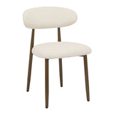 Beige Upholstered Metal Dining Chairs (2) by OROA