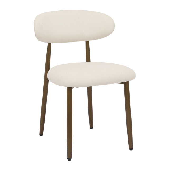 Beige Upholstered Metal Dining Chairs (2) by OROA