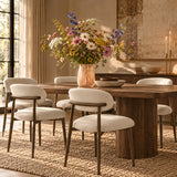 Beige Upholstered Metal Dining Chairs (2) by OROA